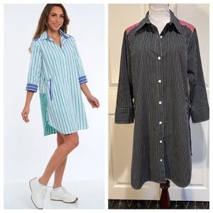 LIOR - Debra COTTON STRIPED BUTTON DOWN SHIRT DRESS